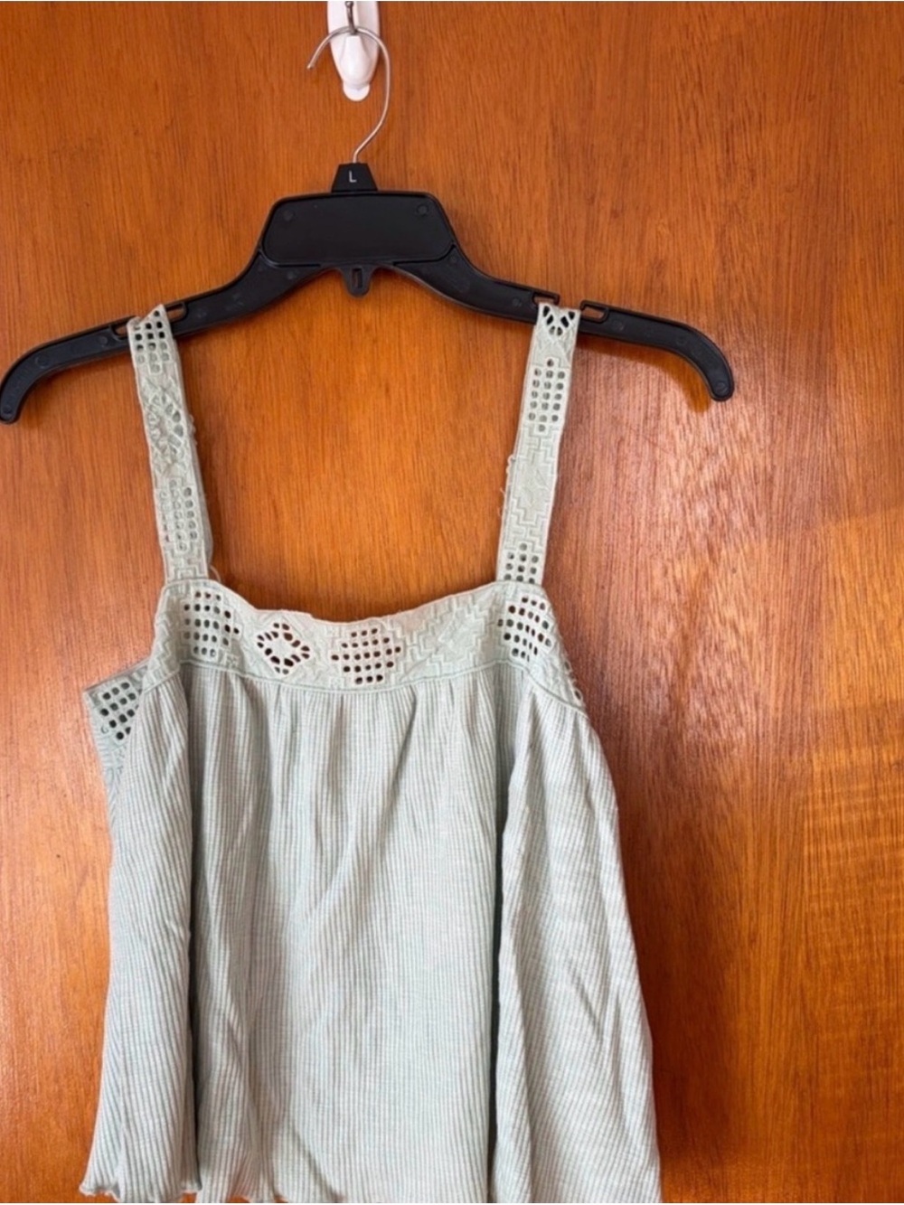 Women’s Sage Green Eyelet Strap Tank Top